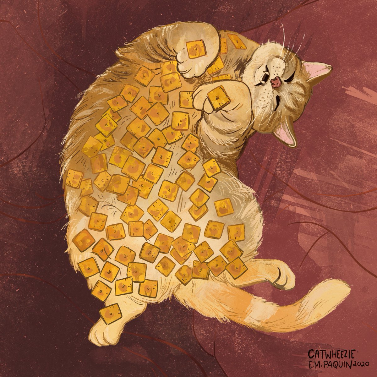 oh i had the most cheezit of all time yesterday and I remembered this cat drawing I did in 2020