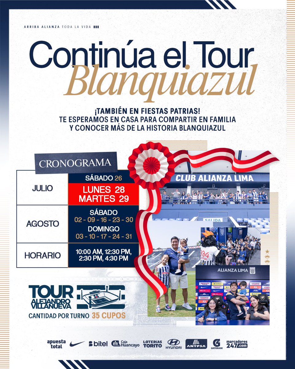 ClubALoficial's tweet image. ¡𝑴𝒊𝒓𝒂 𝒏𝒖𝒆𝒔𝒕𝒓𝒐𝒔 𝒏𝒖𝒆𝒗𝒐𝒔 𝒉𝒐𝒓𝒂𝒓𝒊𝒐𝒔! 💙🔥🏟️
Adquiere tus entradas aquí➡️ joinnus.com/events/enterta…
#ConAlianzaSiempre
#TourBlanquiazul
#AlianzaLima