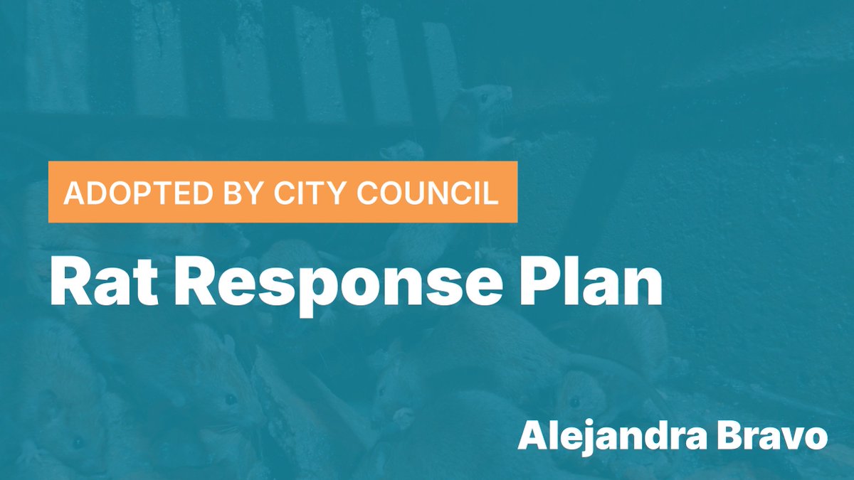 BravoDavenport's tweet image. City Council just adopted the Rat Response Plan to get ahead of this challenge with:
✅ a coordination team & enforcement table
✅ inspection and enforcement blitzes
✅ a review of the property standards bylaws to improve pest management
✅ rat management plans for construction