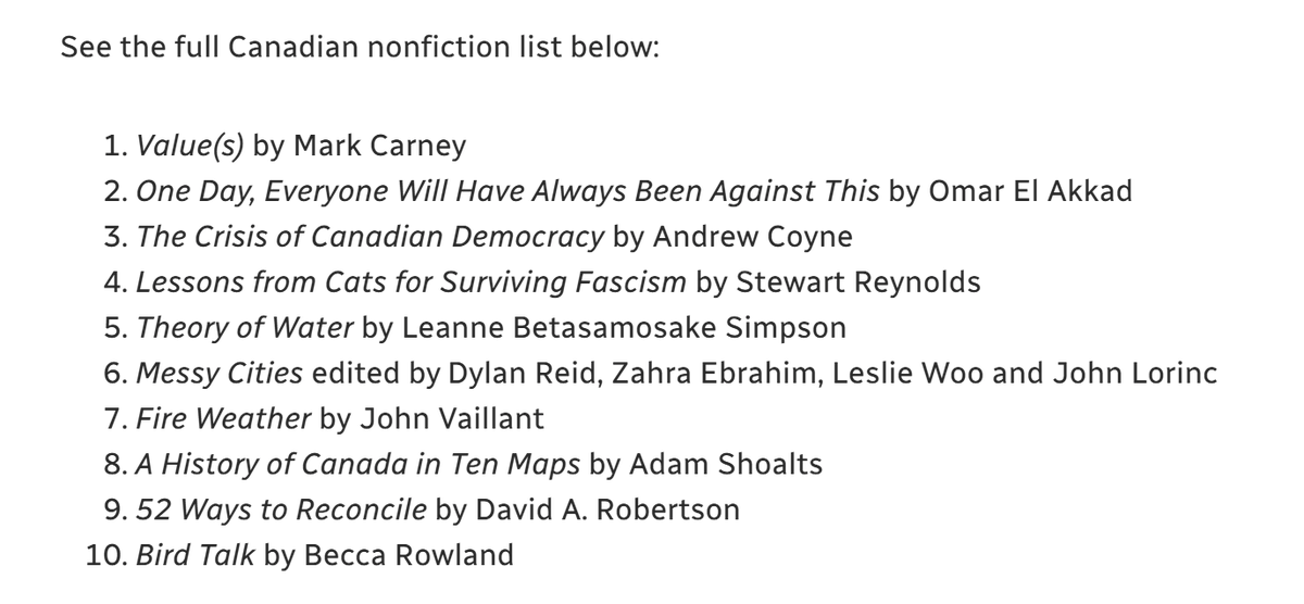dylan_reid's tweet image. "Messy Cities" is back on the CBC Canadian non-fiction bestsellers list! Now at #6!
cbc.ca/books/what-can…
