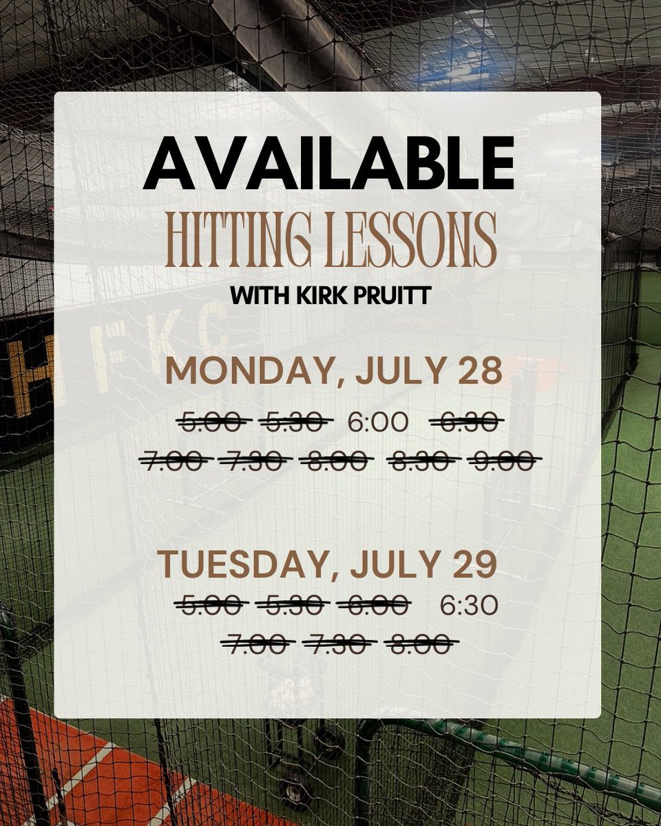‼️Lesson availability with Kirk Monday and Tuesday, and Caleb Tuesday and Wednesday‼️

Message us to book!

(816) 222-4935 or @hitfactorykansascity@gmail.com 

#BuiltAtTheFactory 
#HFKC