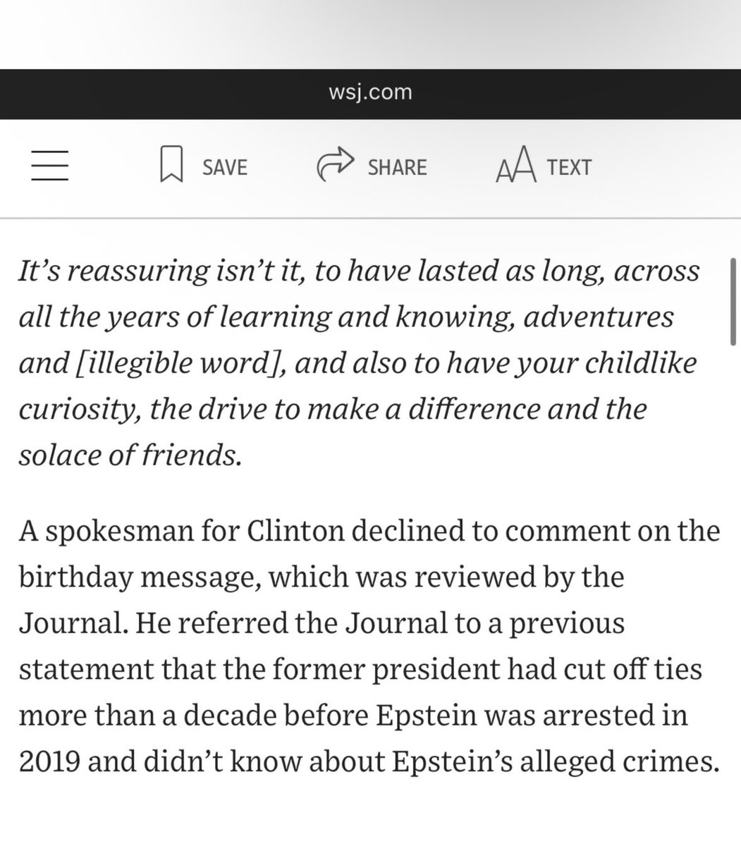 KaceeRAllen's tweet image. Did you know Bill Clinton allegedly sent Jeffery Epstein a birthday letter in 2003?

“It’s reassuring isn’t it, to have lasted as long, across all the years of learning and knowing, adventures and [illegible word], and also to have your childlike curiosity, the drive to make a…