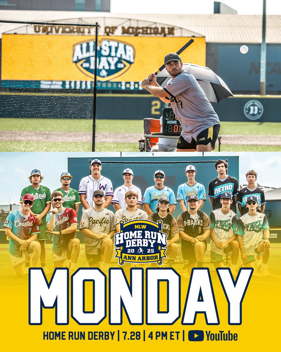 MLWWiffleBall's tweet image. 2025 MLW Home Run Derby dropping Monday, July 28th at 4 PM ET on YouTube! 👀
#MLW2025 #MLWAllStarDay