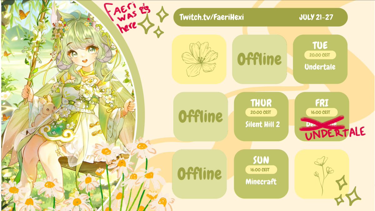 FaeriHexi's tweet image. Updated schedule 😈💚