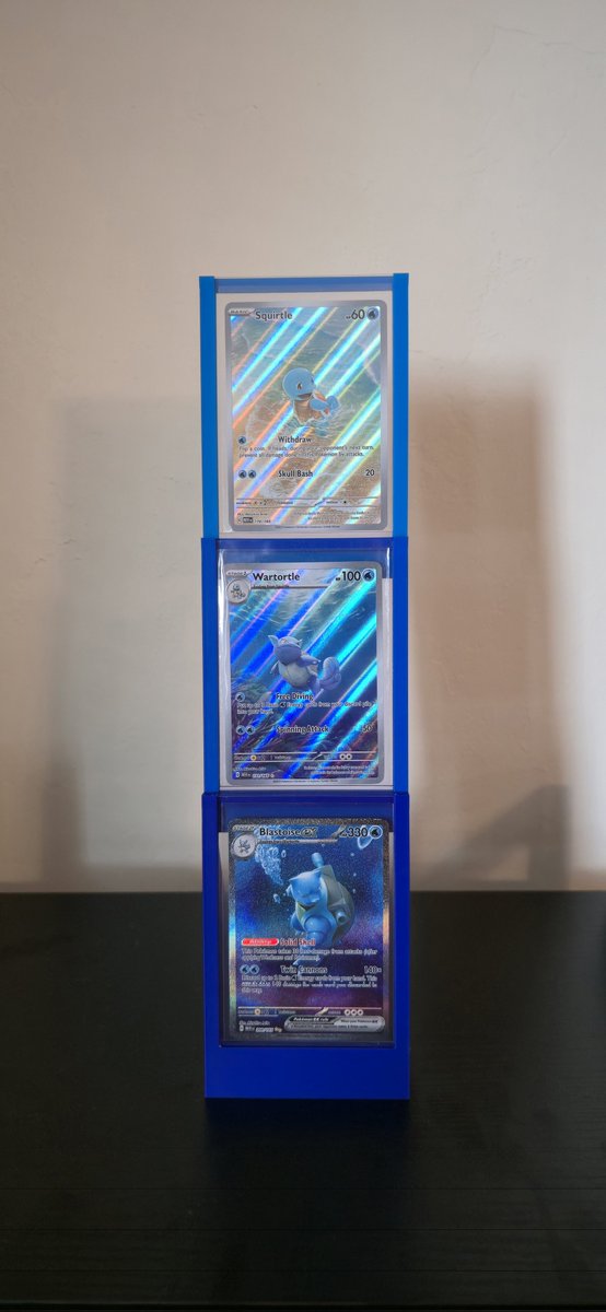 BrandonCollect's tweet image. I 3D printed a 3 tier card stand! 😊

I used 3 different blues going from darker to lighter from Blastoise to Squirtle. 🌊