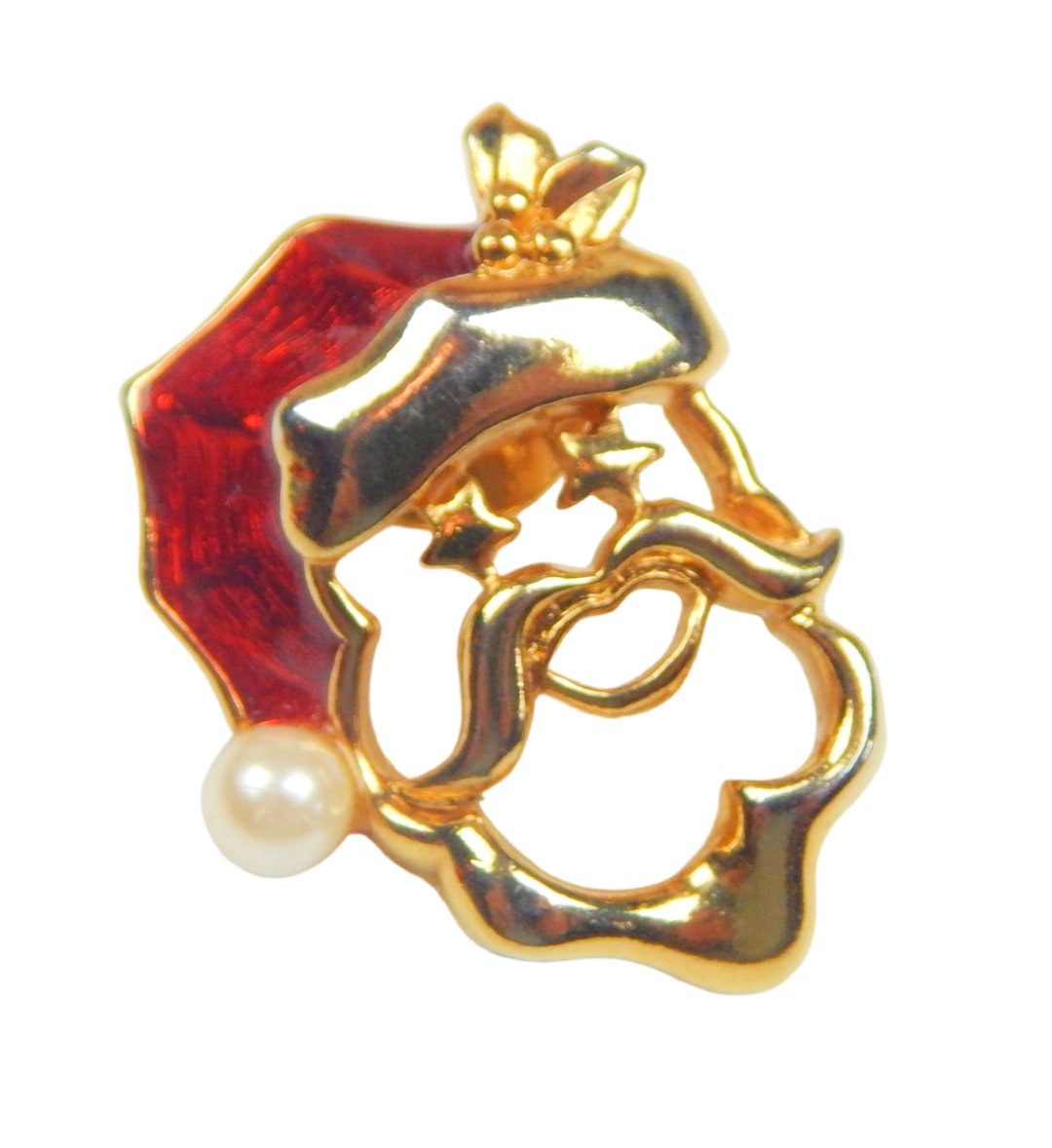 eevintage's tweet image. Santa Lapel Pin Open Work Santa Claus in Red Enamel on Gold Tone with Pearl and Stars Pin Vintage Jewelry by EclecticVintager dlvr.it/TM5t4W