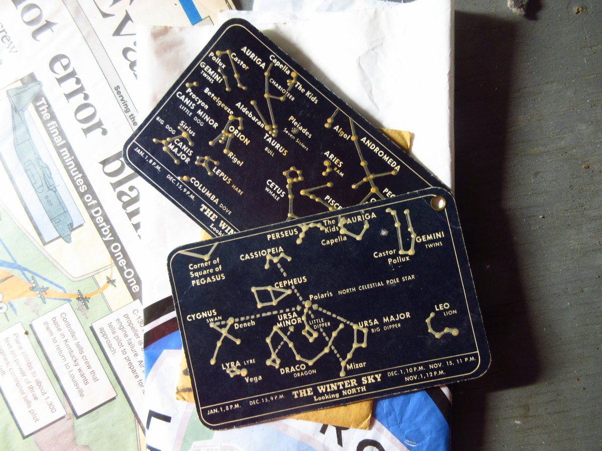 savingthenight's tweet photo. I became interested in astronomy when I was young. Maybe 11 or 12. Here is one of my first star charts. The stars glowed in the dark! https://t.co/fN6crBoEB4