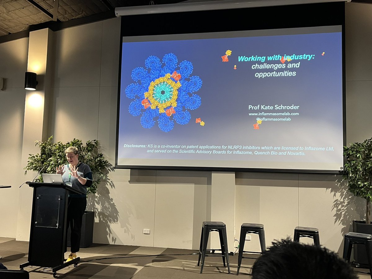 GrasLab's tweet image. Great insights on commercialisation and how to move from the bench to translational research @ImmunoGroupVic conference by Sarah Herridge from BioNTech and Kate Schroder @inflammasomelab from @IMBatUQ