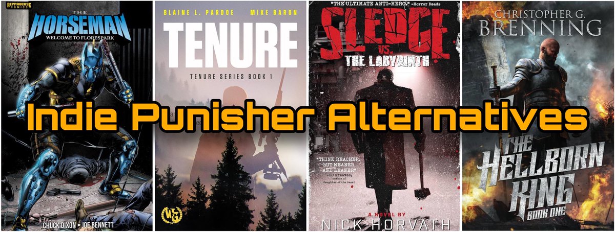 John A. Douglas (@j0hnadouglas) on Twitter photo My list of Indie alternatives to The Punisher, if you’d like the same vibe but don’t feel like giving Marvel your money.
With work by <a href="/Dixonverse/">Chuck Dixon</a> <a href="/BloodyRedBaron/">Mike Baron</a> <a href="/SledgevsBooks/">SLEDGE</a> <a href="/chrisgbrenning/">Christopher G. Brenning</a> <a href="/bpardoe870/">Blaine Pardoe</a> My list of Indie alternatives to The Punisher, if you’d like the same vibe but don’t feel like giving Marvel your money.
With work by <a href="/Dixonverse/">Chuck Dixon</a> <a href="/BloodyRedBaron/">Mike Baron</a> <a href="/SledgevsBooks/">SLEDGE</a> <a href="/chrisgbrenning/">Christopher G. Brenning</a> <a href="/bpardoe870/">Blaine Pardoe</a>