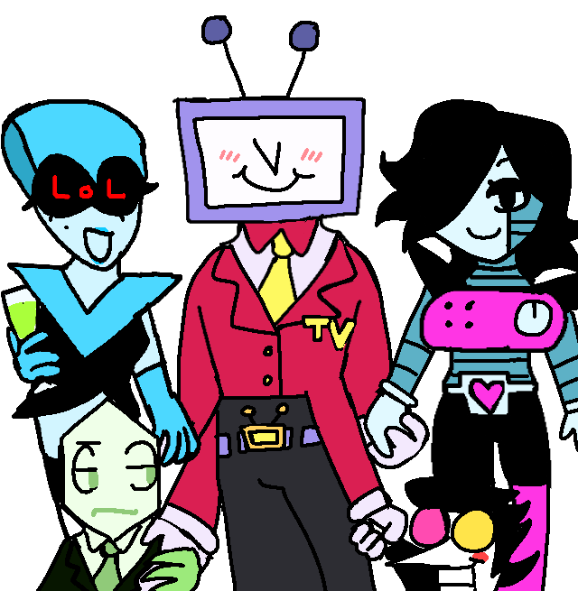 Rozingaround's tweet image. “Tenna has four hands.”

This is a quick doodle that was inspired by Toby’s concepts for Tenna, figured I should draw all the Tenna ships that are epic.( I’m a proud multishipper 🫡)

#tennaDeltarune 
#Queentenna 
#mettatenna 
#battenna 
#spamtenna