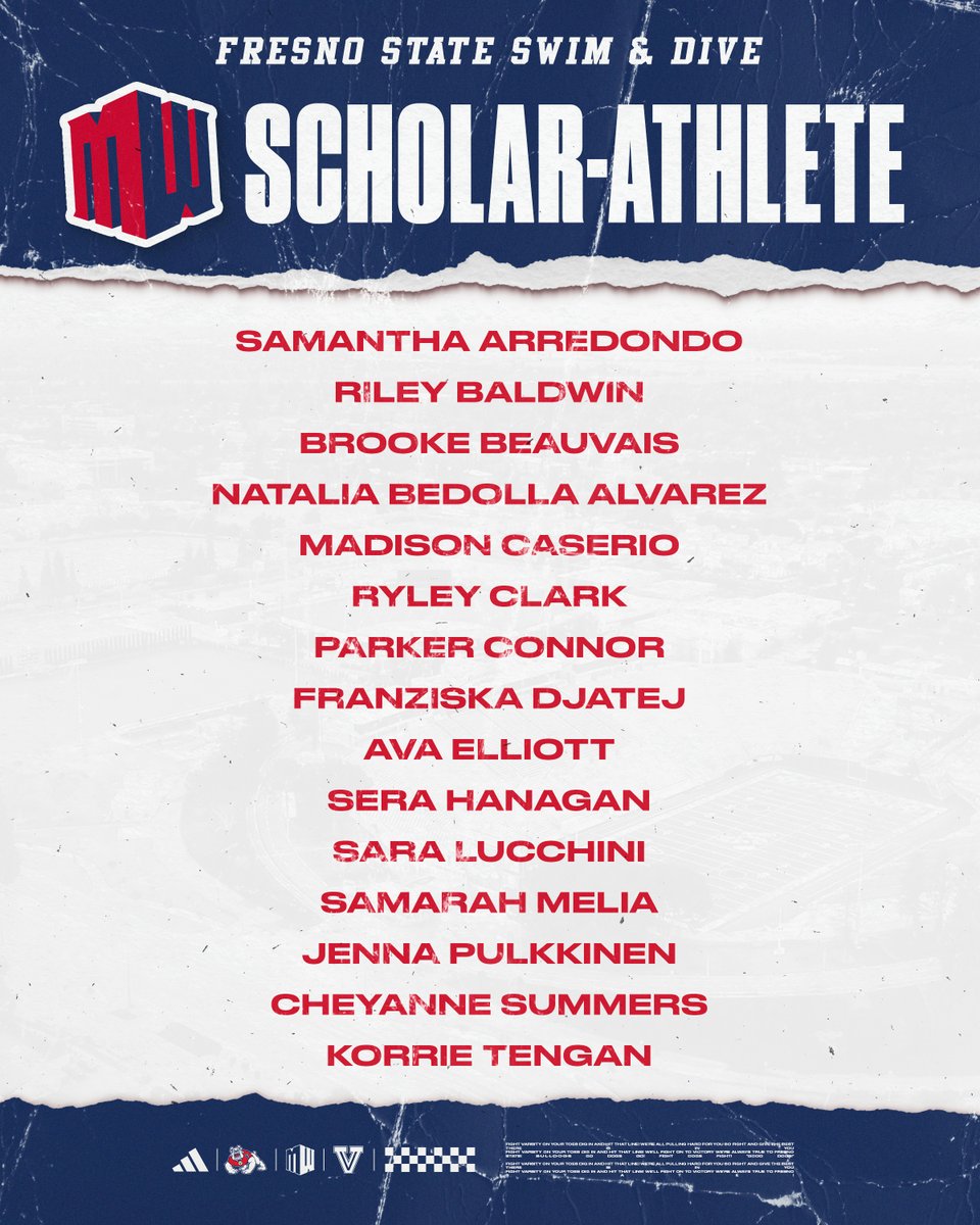 FresnoStateSwim's tweet image. MW Scholar-Athletes 👏
For the second consecutive year 1⃣5⃣ Bulldogs were named MW Scholar-Athlete - matching the highest number of recipients for the third time!