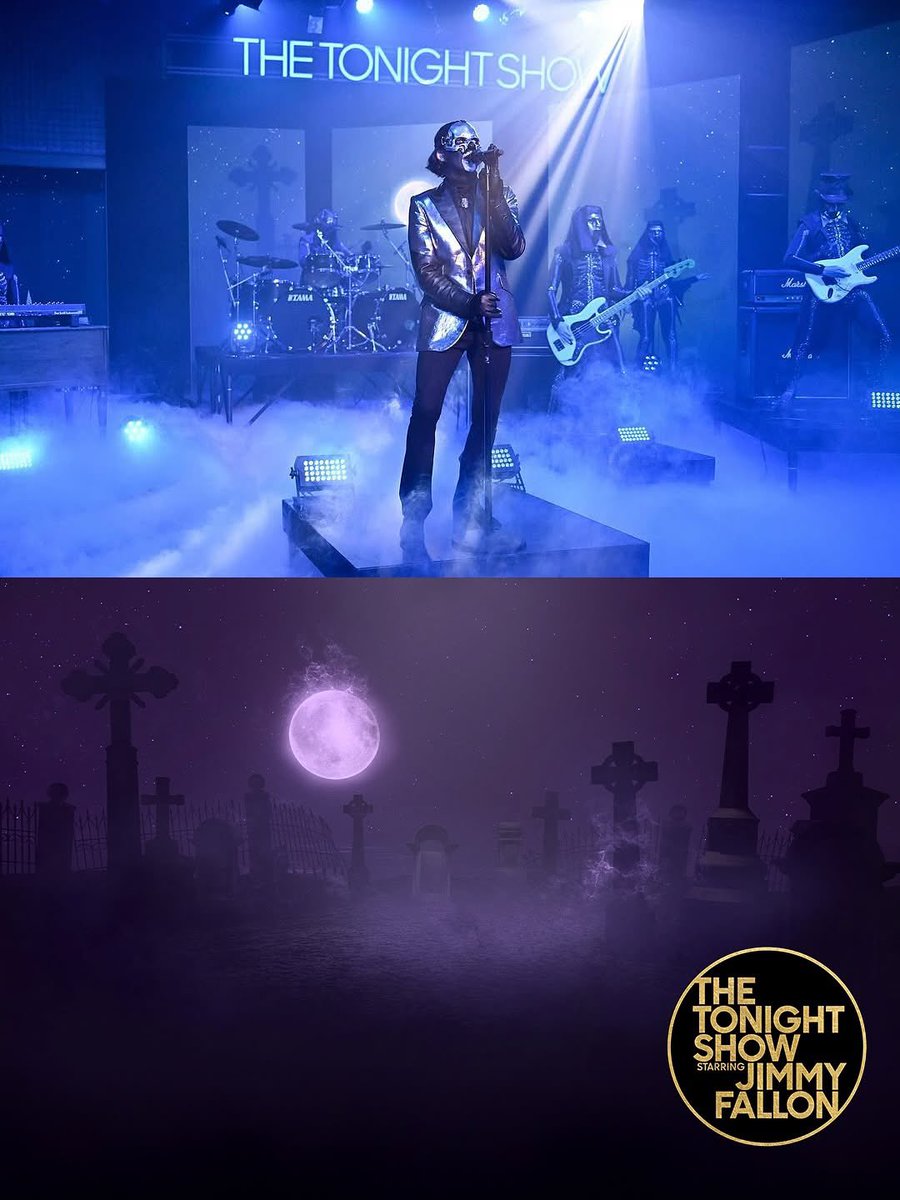 PapaCrave's tweet image. Exclusive look at the Tonight Show “Lachryma” performance video backdrop!
Aaron Lea’s work is always beautiful 💜🦇