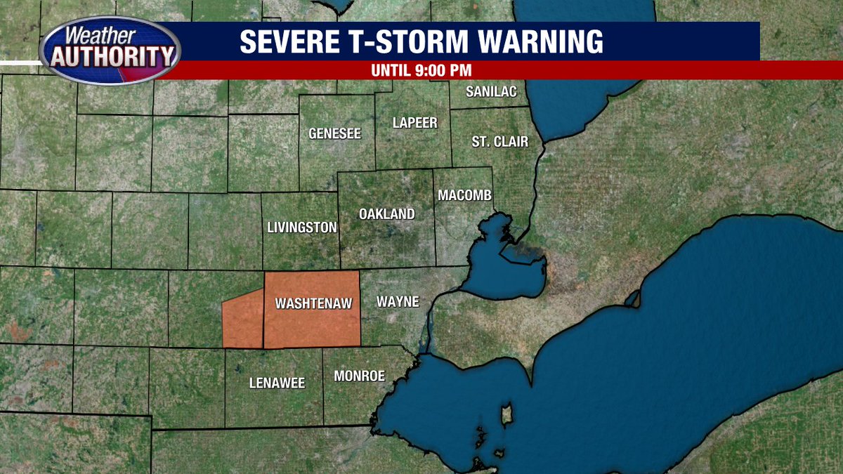 SEVERE T-STORM WARNING for Washtenaw County until 9:00 PM.  Main threats... Gusty Winds and Heavy Downpours.  STAY INSIDE!!!!!