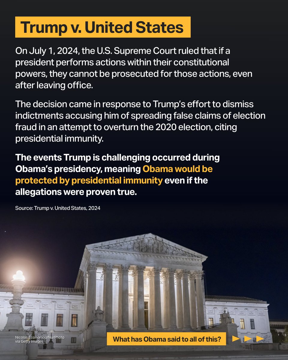 StraightArrow__'s tweet image. Trump accused former President Barack Obama of “treason,” citing declassified documents that he claims allegedly show a conspiracy to undermine his 2016 election victory. But Trump’s own Supreme Court case could become a roadblock to his efforts…