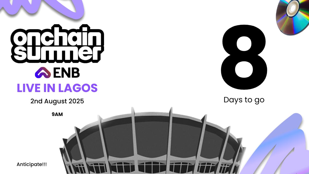 LAGOS! Only 8 DAYS LEFT for ENB Onchain Summer! 

Meet Africa’s top Web3 builders, dive into Base chain workshops &amp; network with innovators.  

Register NOW : lu.ma/dxiuz3qq 

Don’t just watch the future of Web3. BUILD IT!

#ENBOnchainSummerLagos