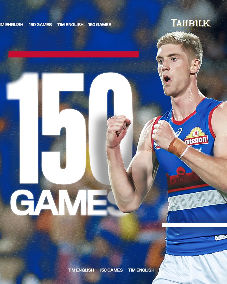westernbulldogs's tweet image. Chilli 150. Proud of our guy and his journey so far 🫶
Brought to you by @TahbilkWinery 🍷