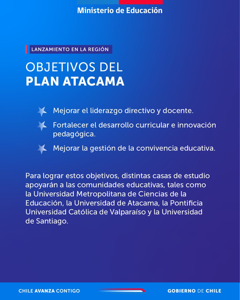 Las alianzas y el trabajo conjunto que permiten el desarrollo del Plan Atacama son fundamentales para entregar un mejor futuro y bienestar a las comunidades educativas de la región, dotándolas de mayores oportunidades y herramientas.