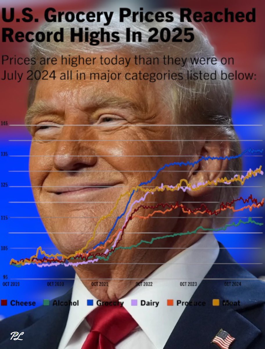 PopularLiberal's tweet image. NEW: TRUMP SHRUGS OFF SKYROCKETING GROCERIES! &quot;Trump voters, WAKE UP! 

Your wallet’s bleeding—DEMAND ANSWERS NOW!&quot;