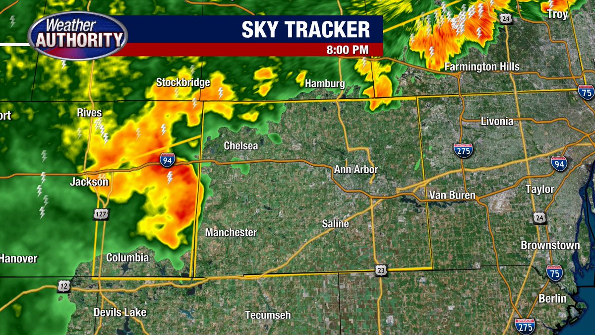 8:02 PM Weather Radar Update... SEVERE T-STORM with GUSTY WINDS is approaching Chelsea and Manchester.  STAY INDOORS!!!!