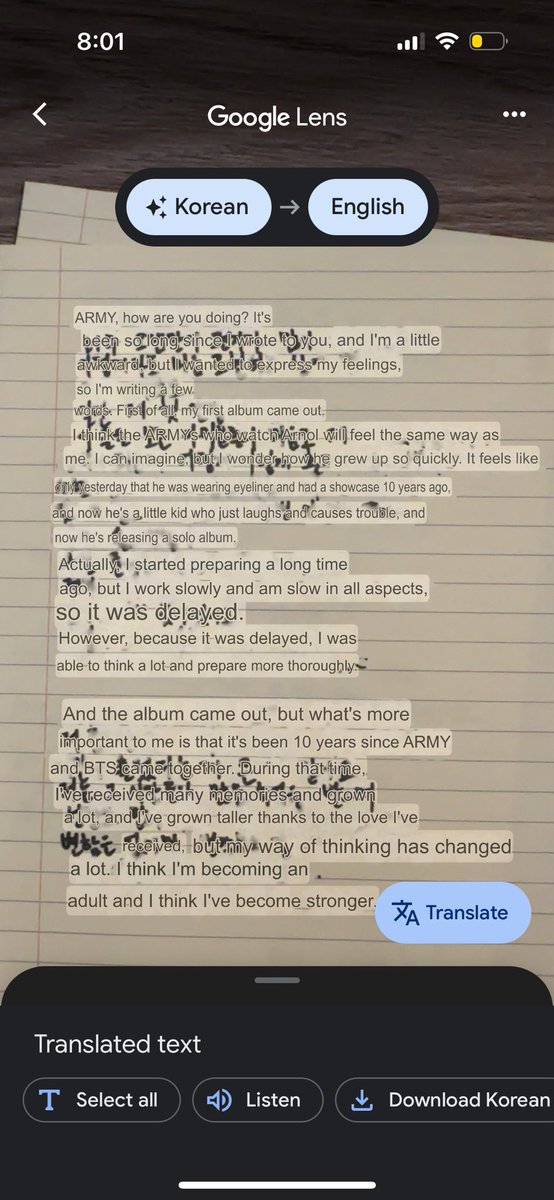 jinniekkuI's tweet image. taehyungs letter to us i’m sobbing ☹️☹️