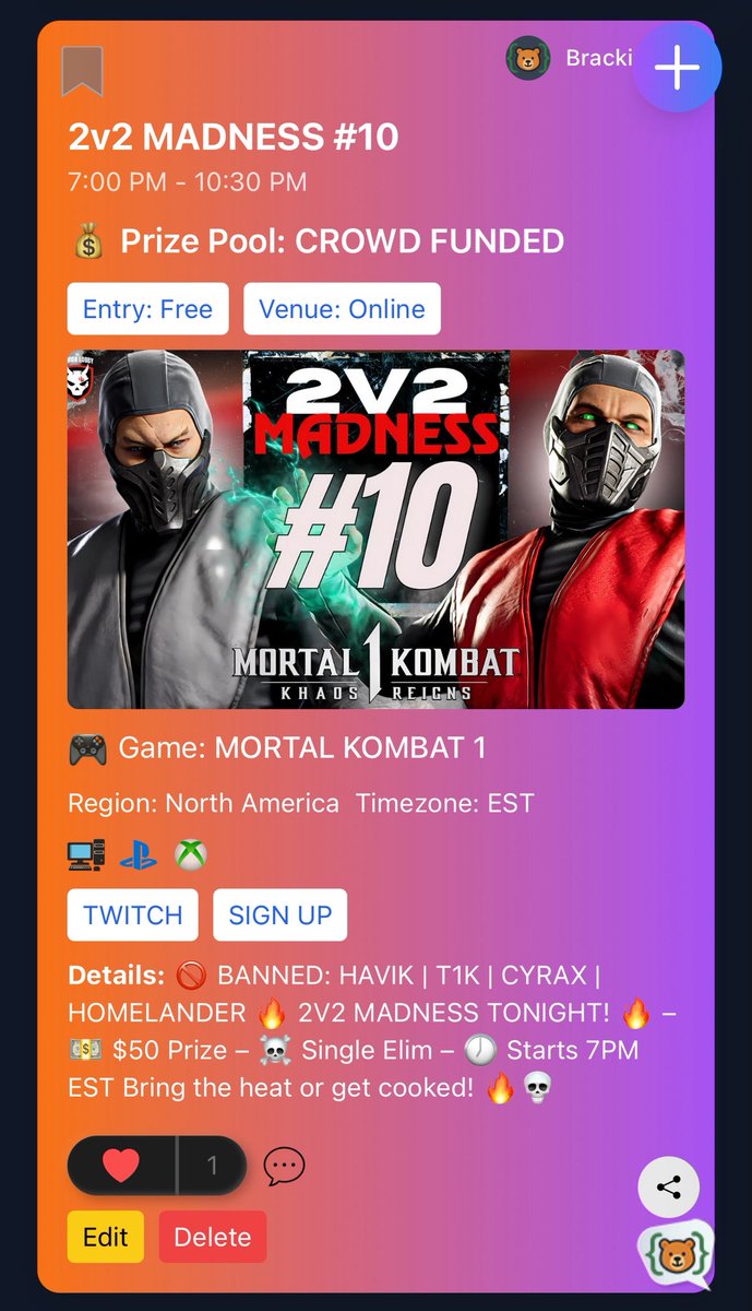 You might have missed it…
But Brackify &amp; its users didn’t 👀💥

We got 3 heaters coming up that you do not wanna sleep on:

🌊 Poseidon – Injustice 2 Biweekly by <a href="/Poseidonssb1/">Poseidon</a> 
🎮 WT1 #11 – Tekken 8 throwdowns hosted by <a href="/TN_Shinblade/">WTI/Nori | Shinblade</a> 
🔥 2v2 Madness #10 – Chaos courtesy of