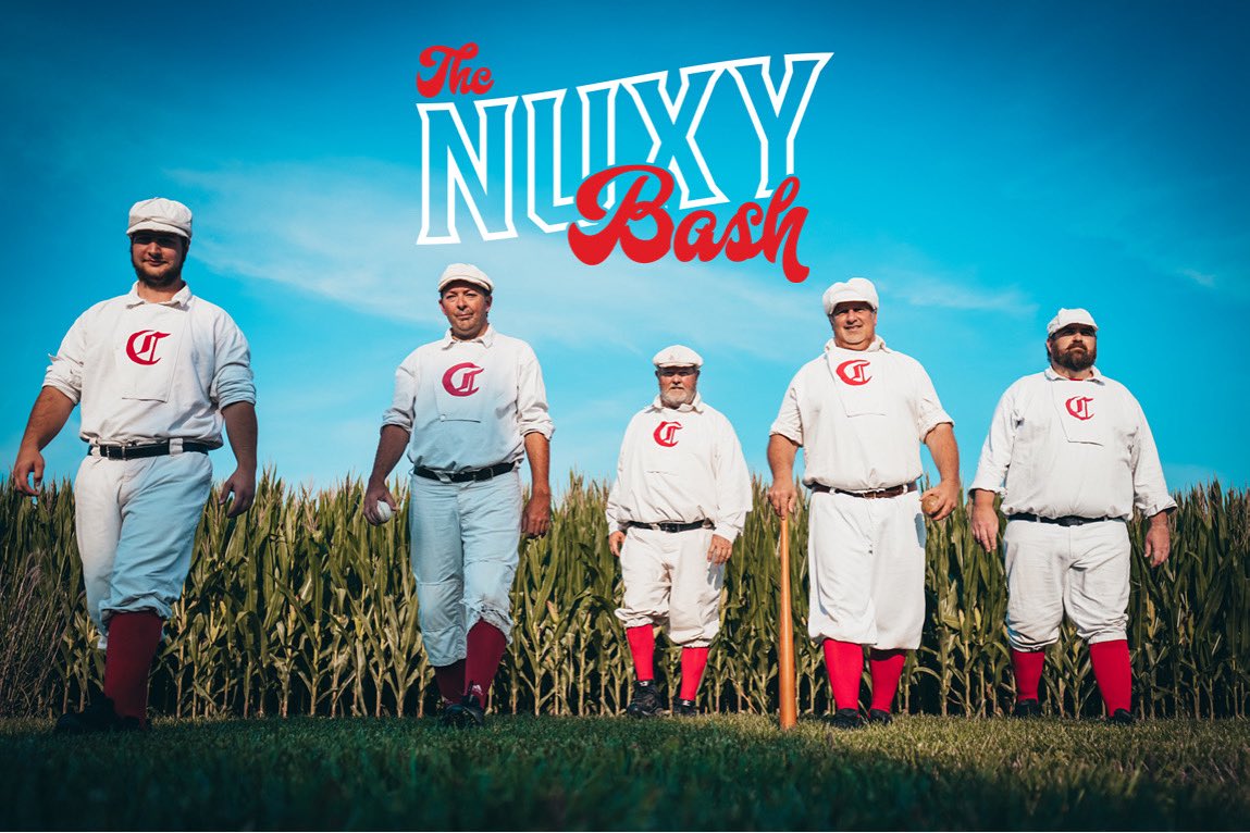 NuxhallMiracle's tweet image. No corn this year in the farmland surrounding our fields, so these guys might have to crawl out of the bean stalks this year instead! But corn or no corn, we always love having the 1869 Cincinnati Red Stockings Vintage Base Ball Team with us to celebrate the Nuxy Bash each year!