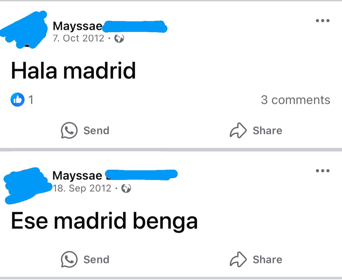 clkbae_'s tweet image. btw I just found my old Facebook account… don‘t EVER tell me I’m a post 2022 worldcup football fan or a post threepeat fan.
I’ve been posting Real Madrid stuff since 2012 at the age of 7
Never doubt my shit again 😭😭🖕🖕