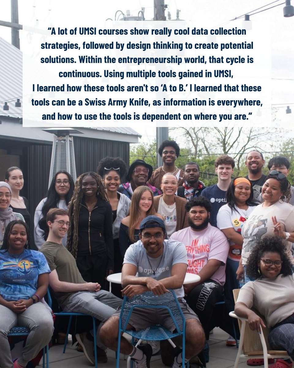 umsi's tweet image. MSI student Dallas McGhee-Henry is prototyping possibility. 🚀
In a self-led summer internship, he’s advancing his own venture: Under-Imagined Futures, a creative production company uplifting Afrofuturistic stories.
🌱 His advice for fellow founders? Take care of yourself, too.