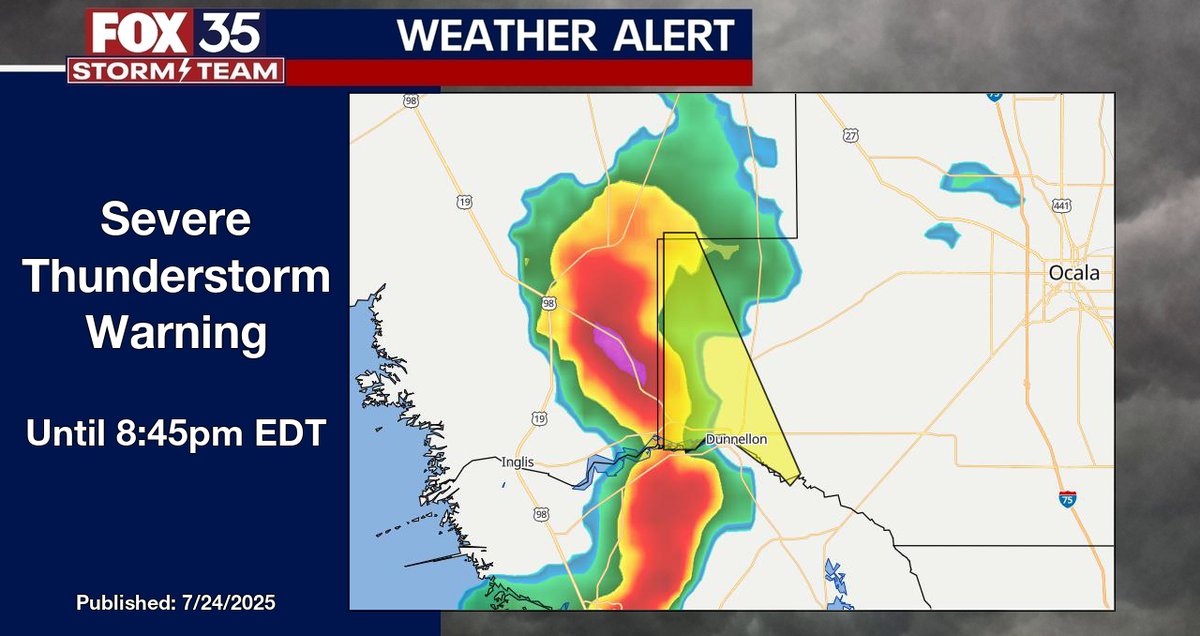BrooksWeather's tweet image. FOX 35 Orlando - Severe Thunderstorm Warning for Marion County until 8:45pm EDT. fox35orlando.com/weather #flwx