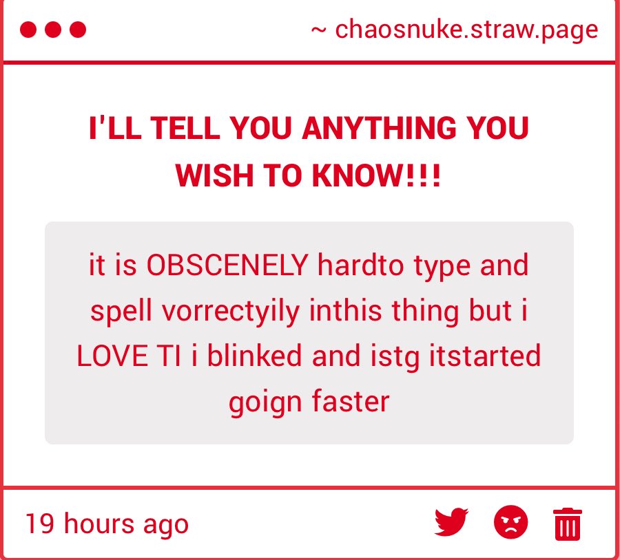 CHAOSNUKE_'s tweet image. UEE HEE HEE, YOU MUST BE HAVING SO MUCH FUN!!!
I'LL JOIN YOU, I LOVE WHEN I FEEL THE WORLD REVOLVING, REVOLVING!!!
* Jevil starts rotating around the Z-axis.