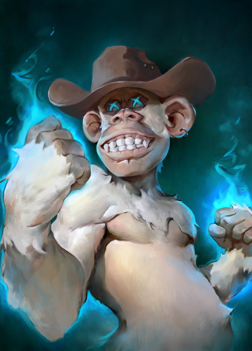 Representing the BAYC aquamarine power. 

Thank you <a href="/Sabertoon_artt/">Saber (Comms Open)</a> for this amazing work! 
One of the coldest <a href="/BoredApeYC/">Bored Ape Yacht Club 🍌</a> illustrations ever.