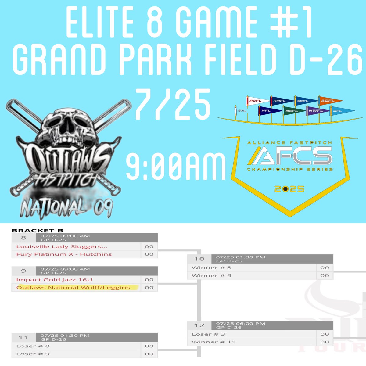 Whitney Davis (@whitneydavis_sb) on Twitter photo Tomorrow, we take on Impact Gold Jazz 16U in game #1 of the Elite 8! Game time is 9:00am at Grand Park field D-26. Let’s Go Outlaws!
🥎💪☠️<a href="/Outlaws09Nat/">Ohio Outlaws 09 National Leggins</a> <a href="/theohiooutlaws/">Ohio Outlaws</a> <a href="/PrepSoftball/">Prep Softball 🥎</a> <a href="/HokiesSoftball/">Virginia Tech Softball</a> <a href="/VTechSBcoach/">Pete</a> <a href="/michaellew10/">Mike Lewis</a> <a href="/jjpower19/">Joshua Johnson, PhD</a> <a href="/HuemulMata/">Huemul Mata</a> <a href="/KarenWeekly/">Karen Weekly</a> <a href="/MRhodesSmith/">Megan Smith</a> Tomorrow, we take on Impact Gold Jazz 16U in game #1 of the Elite 8! Game time is 9:00am at Grand Park field D-26. Let’s Go Outlaws!
🥎💪☠️<a href="/Outlaws09Nat/">Ohio Outlaws 09 National Leggins</a> <a href="/theohiooutlaws/">Ohio Outlaws</a> <a href="/PrepSoftball/">Prep Softball 🥎</a> <a href="/HokiesSoftball/">Virginia Tech Softball</a> <a href="/VTechSBcoach/">Pete</a> <a href="/michaellew10/">Mike Lewis</a> <a href="/jjpower19/">Joshua Johnson, PhD</a> <a href="/HuemulMata/">Huemul Mata</a> <a href="/KarenWeekly/">Karen Weekly</a> <a href="/MRhodesSmith/">Megan Smith</a>
