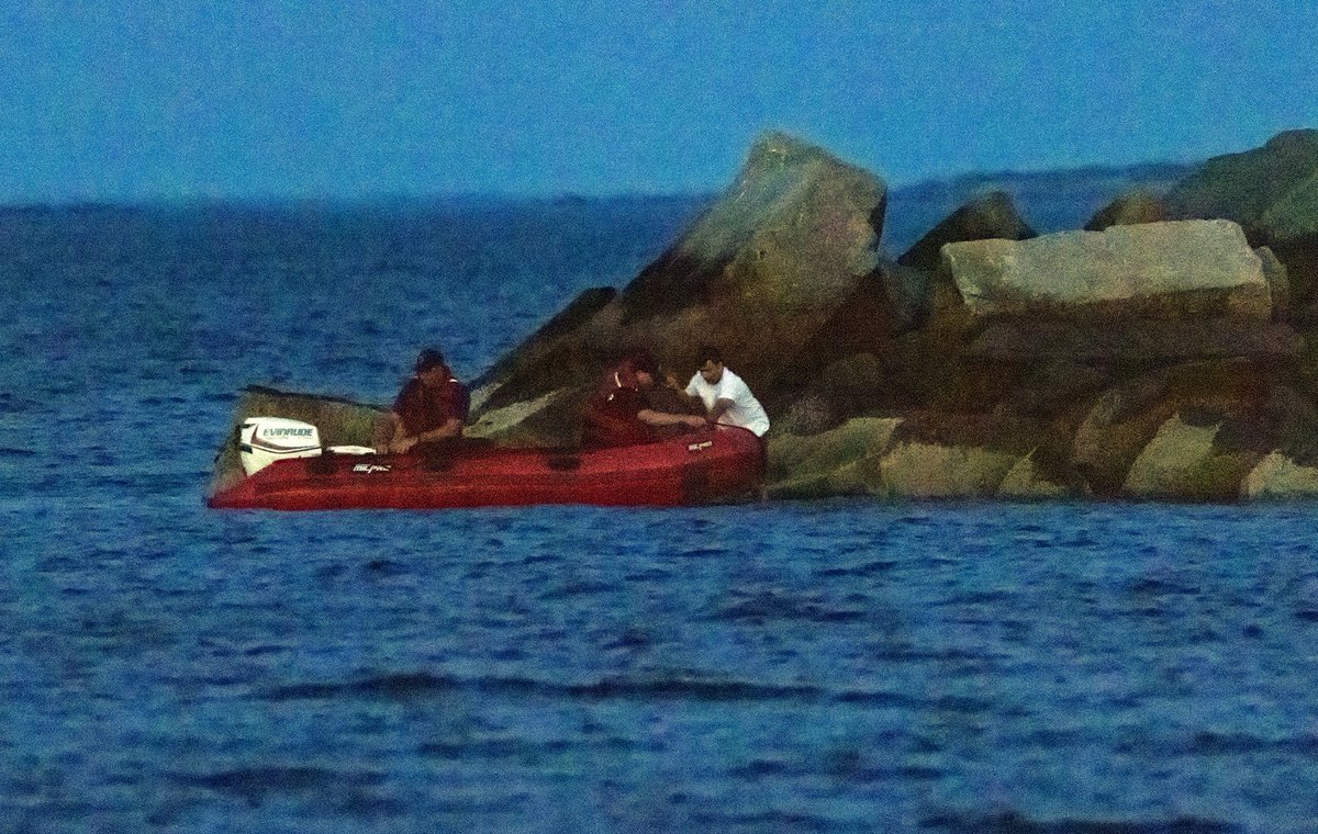 NBC10 Boston (@nbc10boston) on Twitter photo Winthrop Firefighters & Harbormaster officers plucked a man off the Winthrop Breakers tonight after the rising tide stranded him. The man was brought to the public landing and evaluated by Action EMS but declined treatment. 📸<a href="/pictureboston/">Mark Garfinkel</a> Winthrop Firefighters & Harbormaster officers plucked a man off the Winthrop Breakers tonight after the rising tide stranded him. The man was brought to the public landing and evaluated by Action EMS but declined treatment. 📸<a href="/pictureboston/">Mark Garfinkel</a>