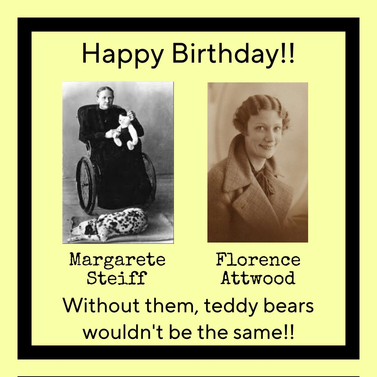 I know I'm a little bit late, but July 24th is the birthday of two super important figures in teddy bear history: Margarete Steiff (from Steiff, obviously) and Florence Attwood (one of the first teddy bear designers for Merrythought)!! #TheHugHouse #teddybears #arctophile