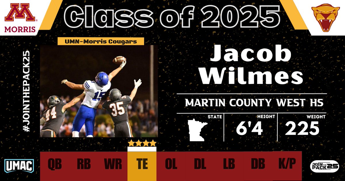 2025 TE Commit: All-Conference Jacob Wilmes (Martin County West HS, MN)

Film- hudl.com/profile/162444…