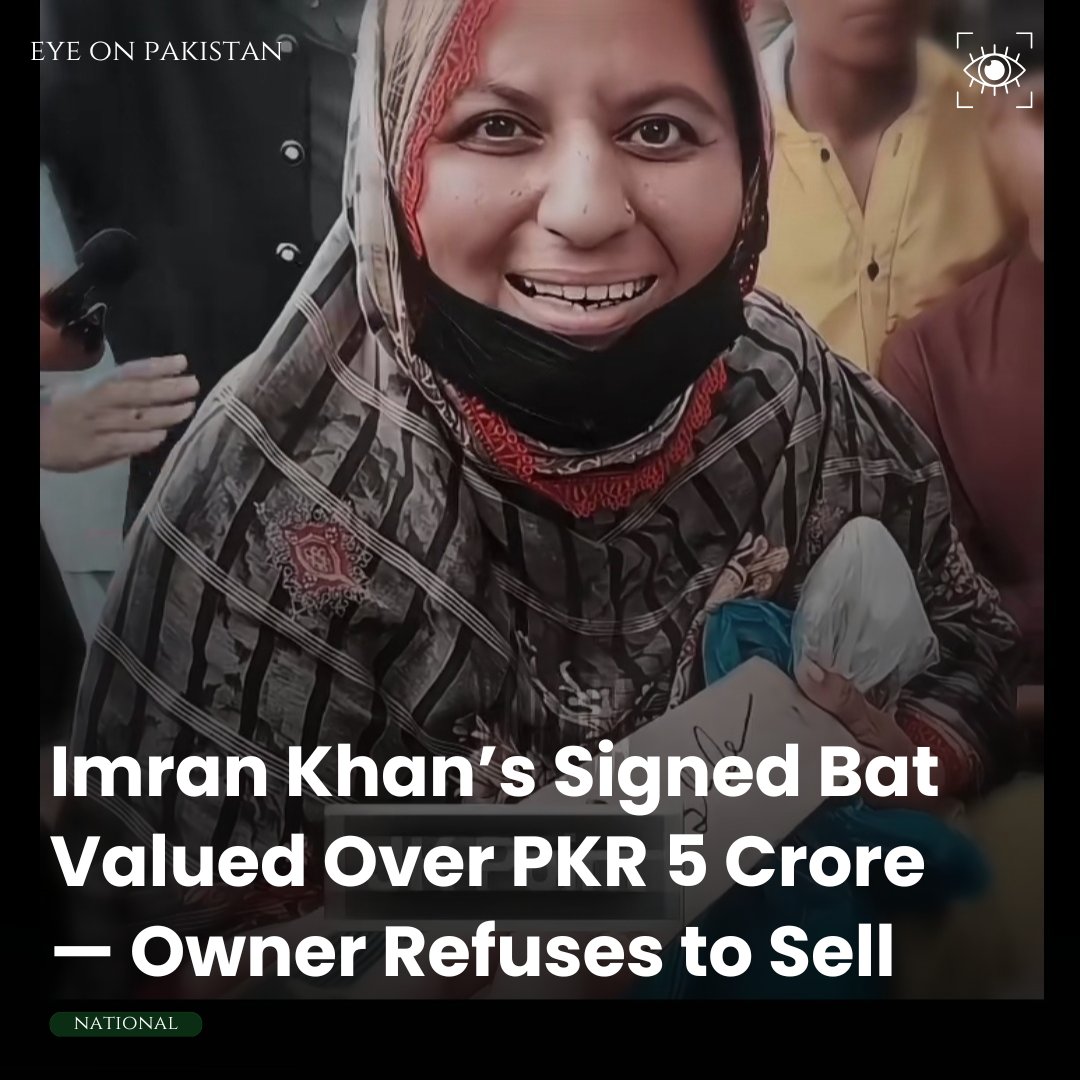 eyeonpakistan_'s tweet image. "Imran Khan’s signed bat valued at over PKR 5 crore! 🏏
But the woman who owns it says: 'I won’t sell. My heart isn’t accepting.'
Some things are just priceless. 💛🇵🇰