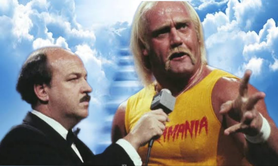 Today, heaven woke up to "Let me tell you something Mean Gene!"

Hulk Hogan and Mean Gene Okerlund reunited again. 
#RIPHulkHogan 
#Hulkamania 
#Hulkamaniacs