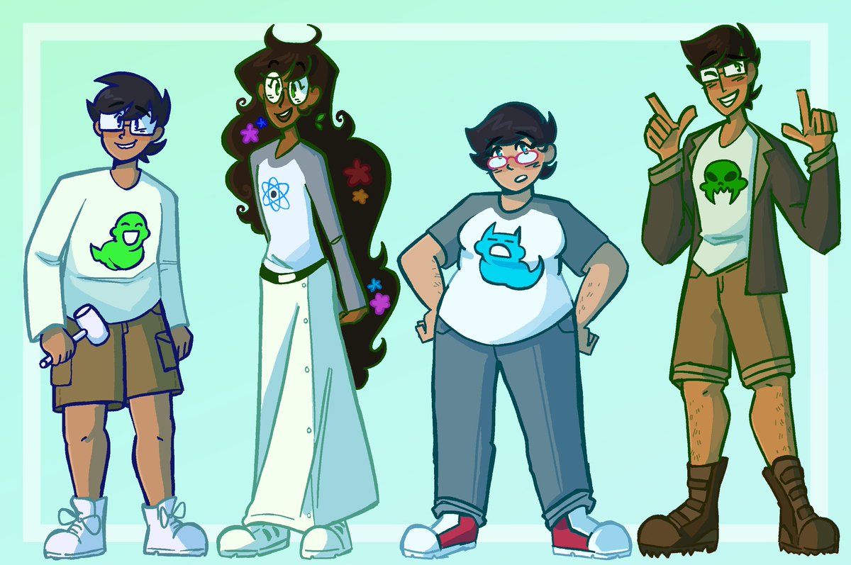 eridewd's tweet image. a lot of my favorite artists have been doing design lineups, so here's my very boring takes on the strilondes and the jkids! #homestuck