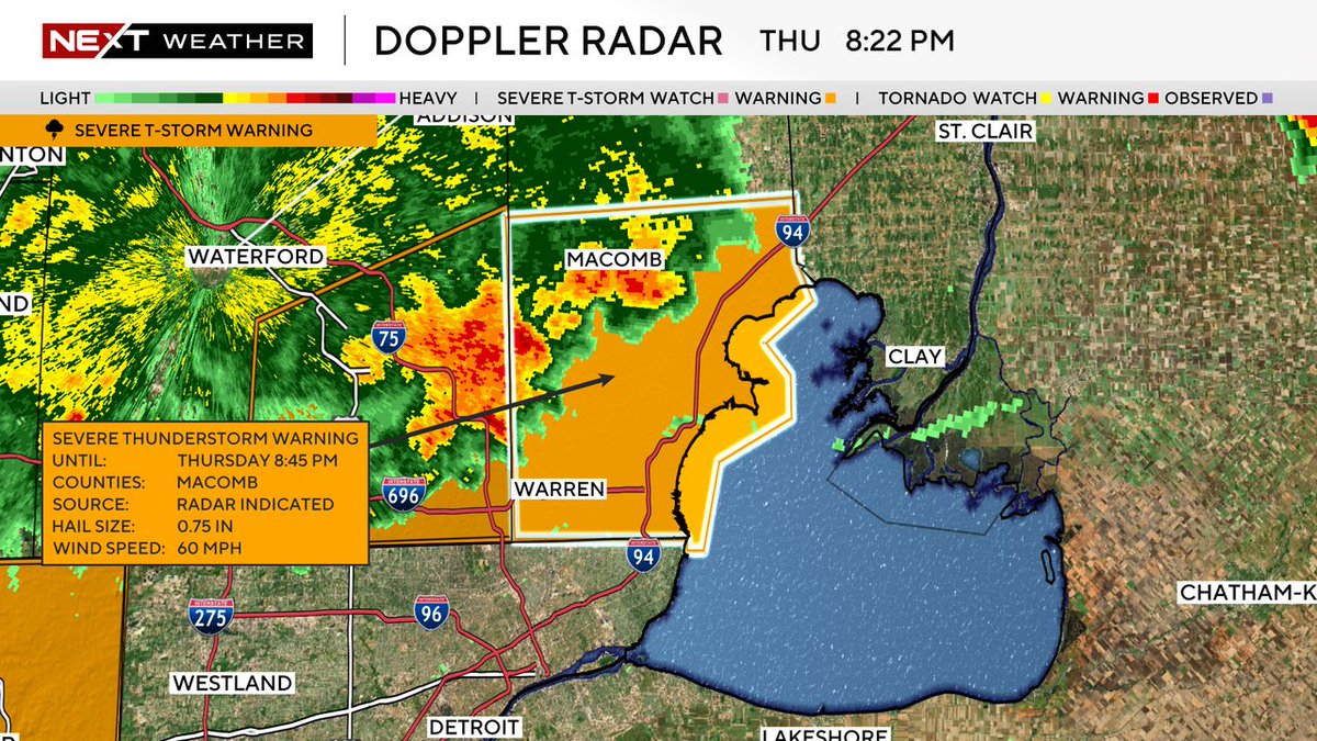 A Severe Thunderstorm Warning has been issued for the highlighted counties until Jul 24 8:45PM. #miwx #weather