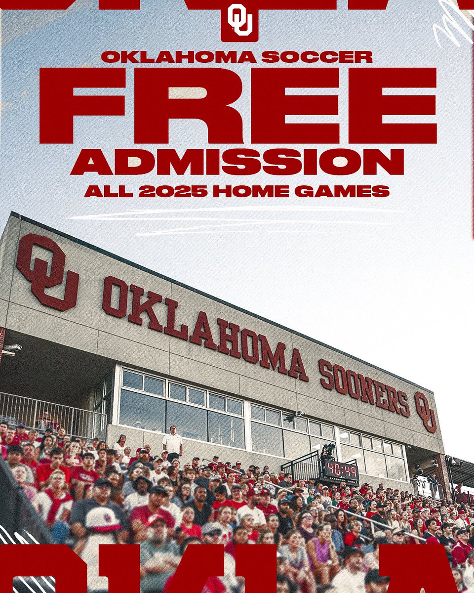 OU_WSoccer's tweet image. be there • bring the energy 🔋
free admission announced for all 2025 home games 🎟️