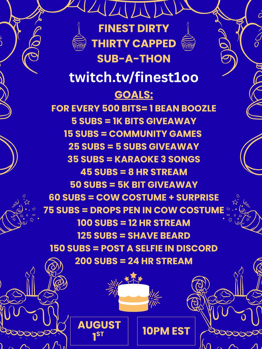 Birthday stream August 1st heading into the birthday August 2nd try to be there if u can going to be alot of fun and giveaways thank u all for the support 🎂🥳