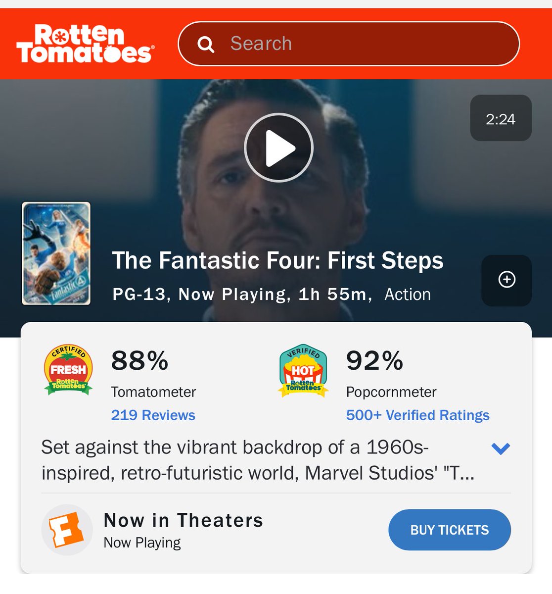 euolucasgeek's tweet image. ELES TEM O PÚBLICO!
#FantasticFour recebeu SELO HOT de aprovação do público com 92% no Rotten Tomatoes!