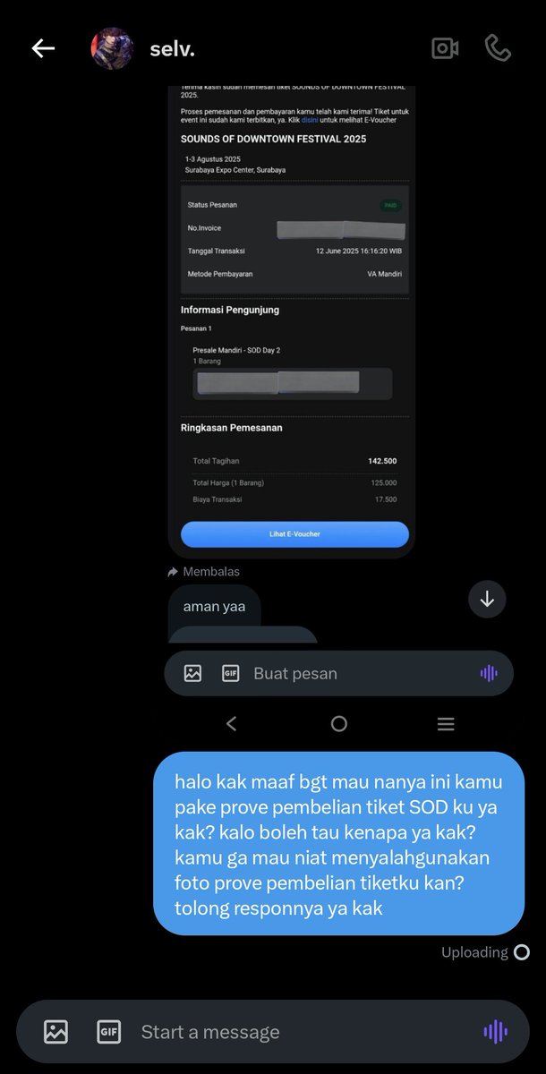 GUYS BE AWARE ❗️❗️❗️
sama akun ini <a href="/ohmysyeen/">selv.</a> klo mau transaksi pembelian tiket SOD ke dia

karena dia pakai proof pembelian tiket SOD punyaku. pas aku confront ternyata lgsg diblock

kataku taubat deh klo emg km berniat buruk menyalahgunakan fotoku🙏🏻
#zonauang #SOD #zonajajan