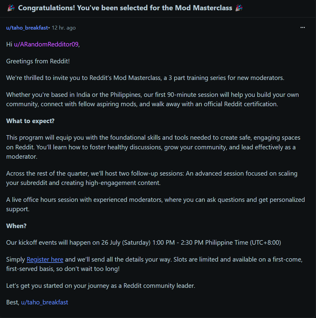 Shurinaii's tweet image. Huh? You want me to take a lesson in being a mod?
Considering, I'm not going to get paid and I've had a bad history with Reddit and Discord Mods, the answer is nice try, Satan, nice try.
