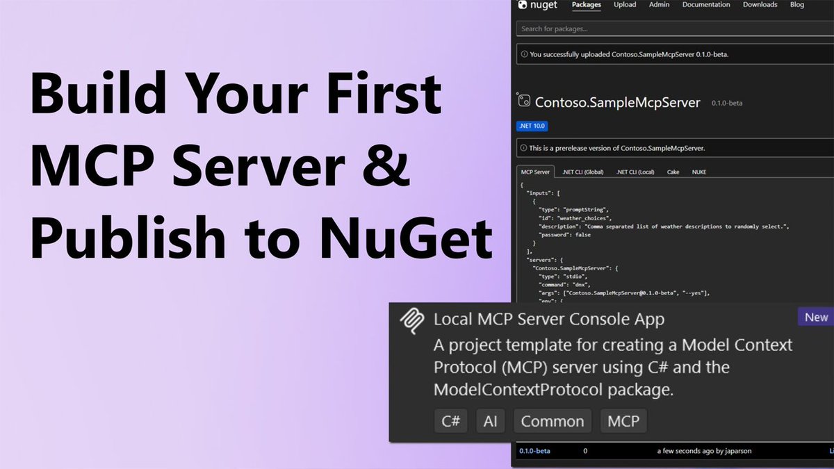 dotnet's tweet image. 💥 Build. Extend. Publish.
Ever wanted to give your AI assistant real-world skills? MCP Servers in .NET 10 make it happen.
With the new project template, you can create a server that connects your assistant to (cont) msft.it/l/6018s1xmi