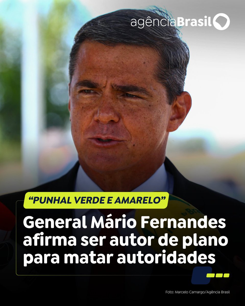 agenciabrasil's tweet image. TRAMA GOLPISTA | O general do Exército Mário Fernandes, um dos réus do núcleo 2 da ação penal sobre a trama golpista, assumiu a autoria do plano intitulado “Punhal Verde e Amarelo”, que previa o sequestro ou homicídio de autoridades da República.
Leia: trk.ebc.com.br/usy1J.