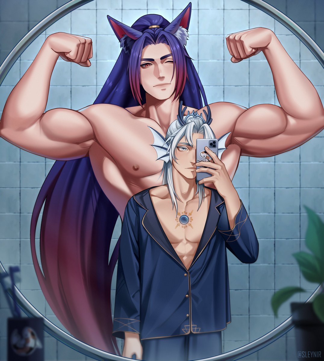 PurrtissierSeb's tweet image. Beeg cat, smol fish.

🎨 @Sleynir (Go comm them on vgen! They're open!)
🐟 @shionrui_