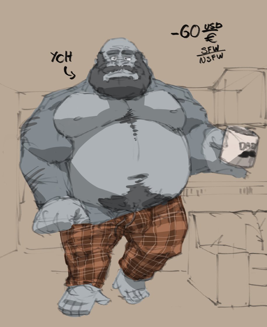 bighurso's tweet image. I&apos;m making this big hot dad YCH in sweatpants, if you want a slot just DM me on telegram @/hurso :3