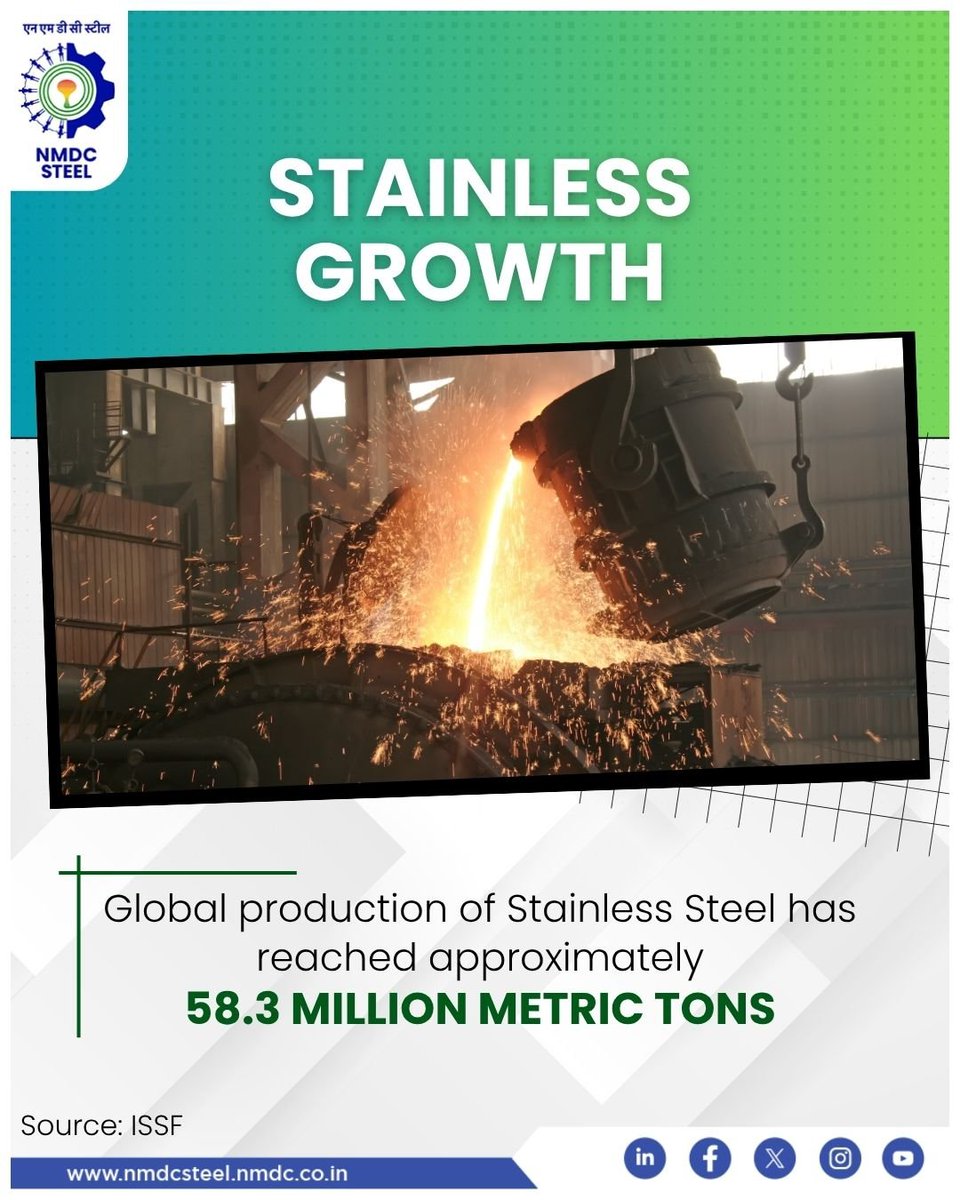The global demand for stainless steel is rising, driven by its durability and corrosion resistance. Essential to modern infrastructure, mobility, and manufacturing, it plays a key role in innovation and sustainable growth.

#SmartMetals #IndustrialGrowth #MaterialInnovation