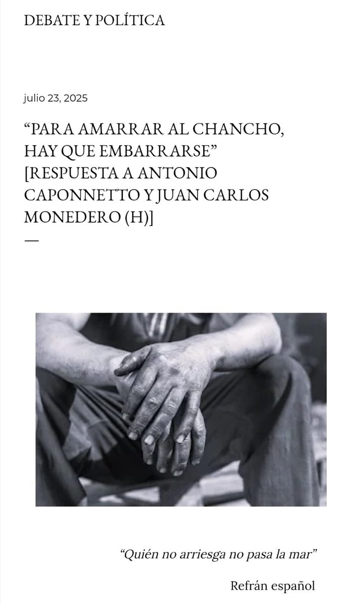 CRIturralde1's tweet image. RESPUESTA A ANTONIO CAPONNETTO Y J.C. MONEDERO (h)
Respecto de su disertación sobre la Nueva Derecha (emitido por TLV1 el 21-7-25), exigiendo un mea culpa y reparación a quienes votaron la fórmula Milei-Villarruel en 2023.
Leer aquí: cristianiturralde.blogspot.com/2025/07/para-a…